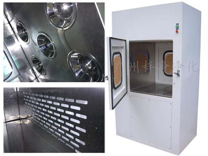 風淋傳遞窗配H14高效過濾器，過濾掉0.5微米及以上的塵埃。